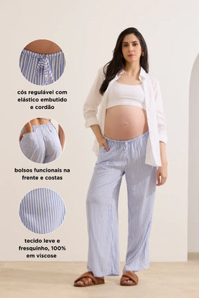 CALÇA SOLTINHA REGULÁVEL COM BOLSO GESTANTE E PÓS-PARTO