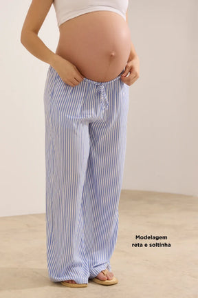 CALÇA SOLTINHA REGULÁVEL COM BOLSO GESTANTE E PÓS-PARTO