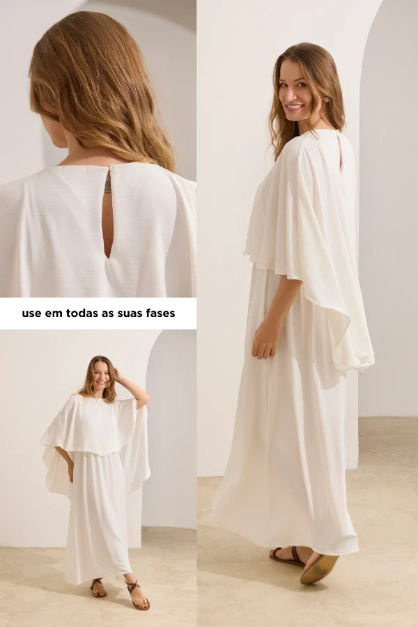 VESTIDO CAPA LONGO GESTANTE E AMAMENTAÇÃO
