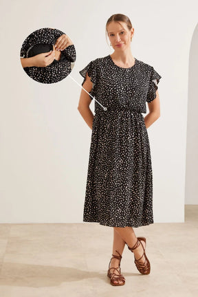 VESTIDO COM BABADOS MIDI GESTANTE E AMAMENTAÇÃO