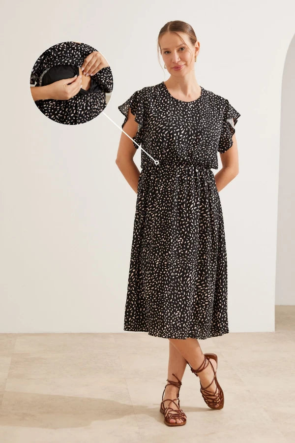 VESTIDO COM BABADOS MIDI GESTANTE E AMAMENTAÇÃO