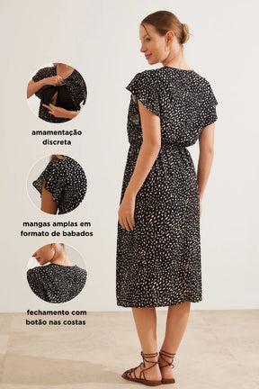 VESTIDO COM BABADOS MIDI GESTANTE E AMAMENTAÇÃO