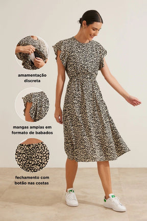 VESTIDO COM BABADOS MIDI GESTANTE E AMAMENTAÇÃO