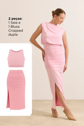 VESTIDO FAKE 2 PEÇAS MALHA JERSEY GESTANTE E AMAMENTAÇÃO