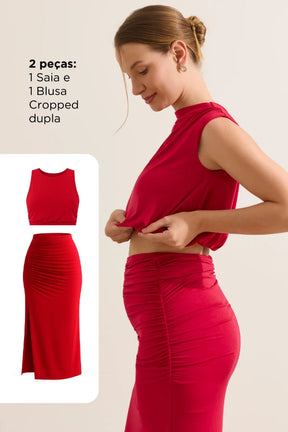 VESTIDO FAKE 2 PEÇAS MALHA JERSEY GESTANTE E AMAMENTAÇÃO