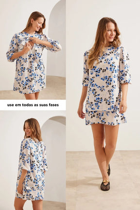 VESTIDO GESTANTE E AMAMENTAÇÃO MANGA 3/4 CLÁSSICO