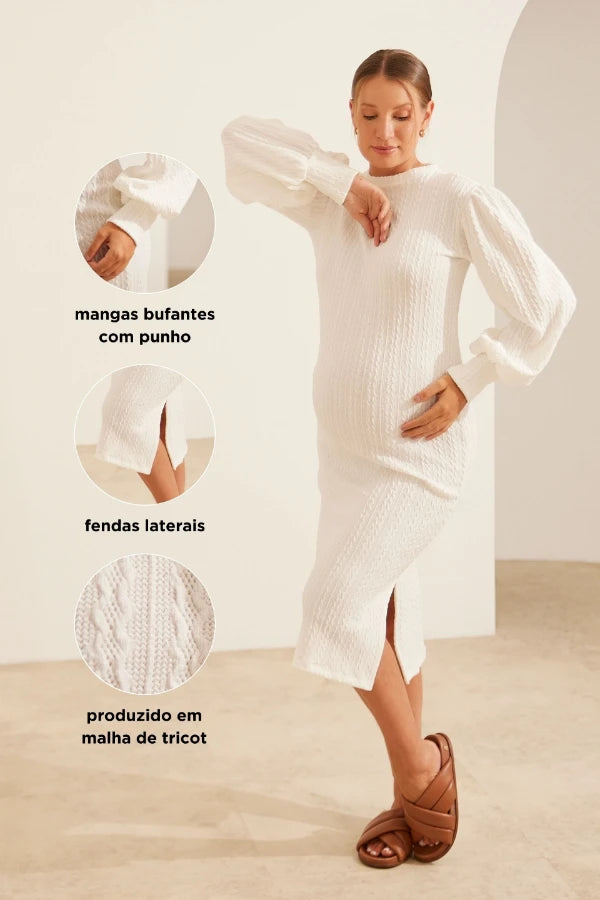 VESTIDO GESTANTE TRICOT MANGA LONGA