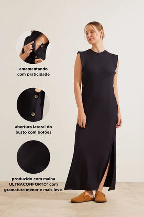 VESTIDO MEGACONFORTO AMAMENTAÇÃO COM BOTÕES LATERAIS
